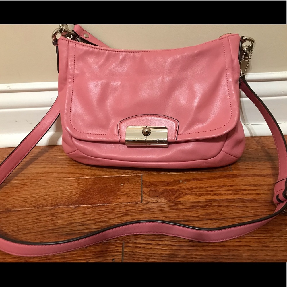 100% authentic pink leather coach purse.